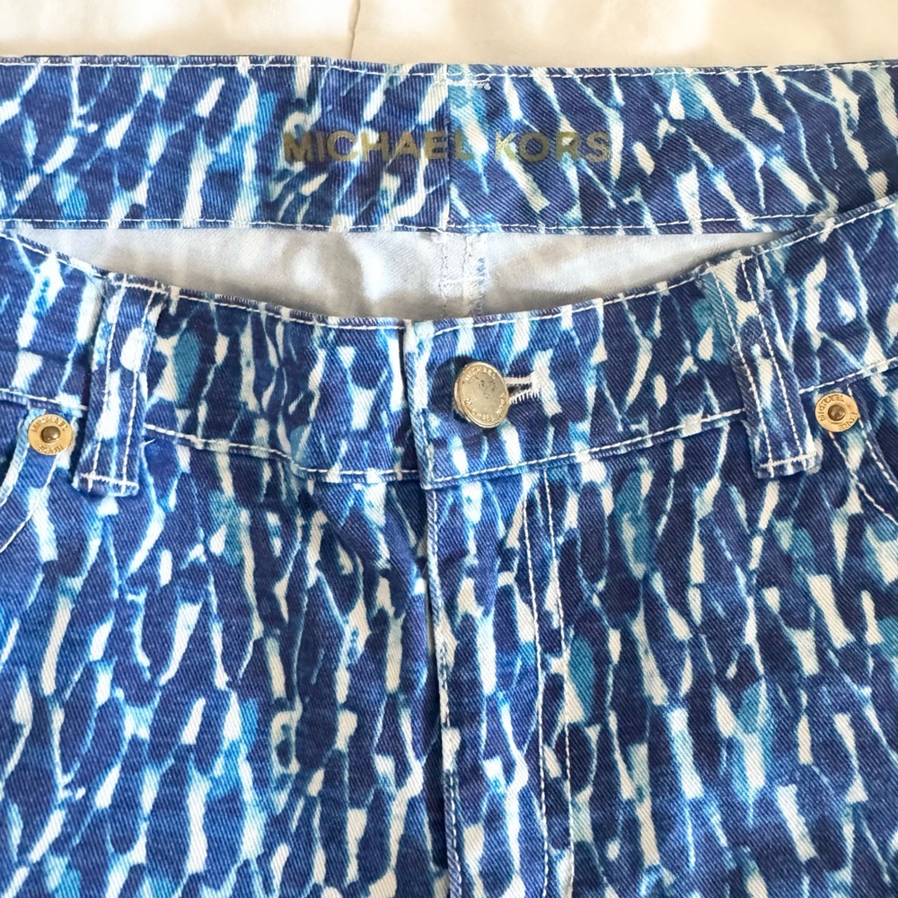 Michael Kors Blue and White Patterned Denim